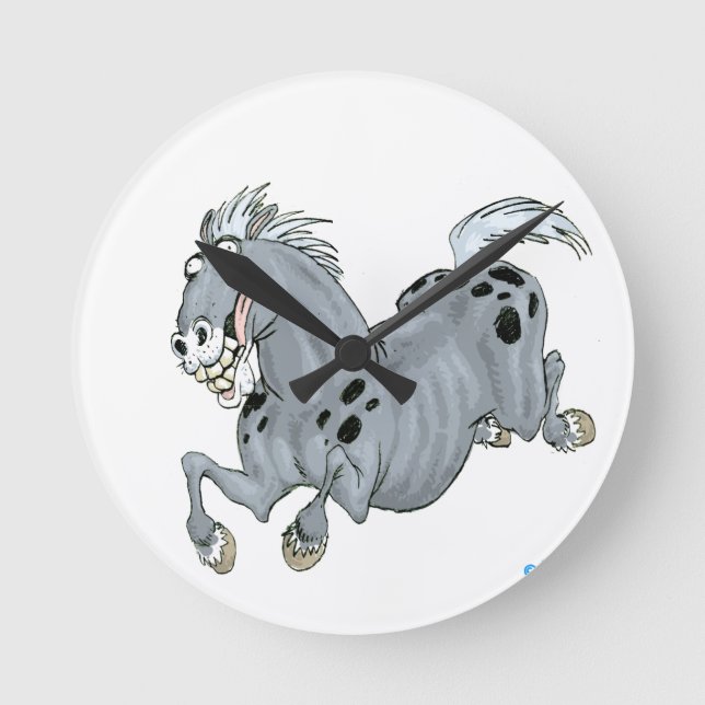 Crazy Cartoon Horse Wall Clock (Front)