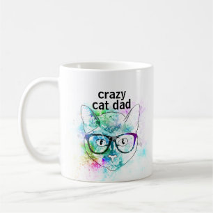 crazy cat dad cute hipster cat design coffee mug