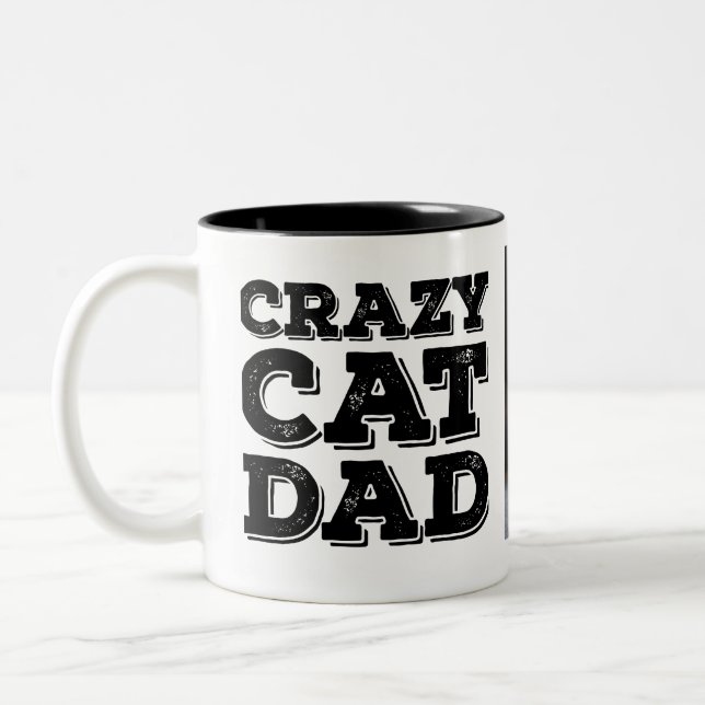 Crazy Cat Dad Personalised Photo Two-Tone Coffee Mug (Left)