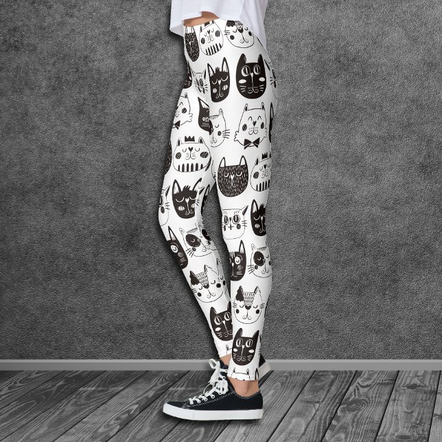 Crazy Cat Faces Pattern Leggings (Creator Uploaded)