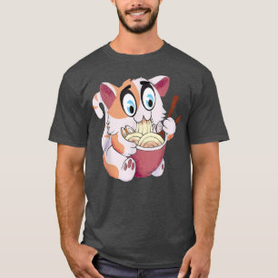 Crazy Cat Freaking Cat Isst Ramen Pasta Soup Kitte T-Shirt