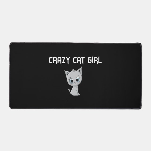 Crazy Cat Girl Desk Mat (Front)