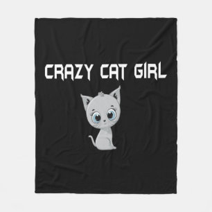 Crazy Cat Girl Fleece Blanket