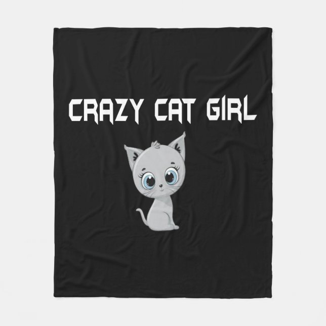 Crazy Cat Girl Fleece Blanket (Front)