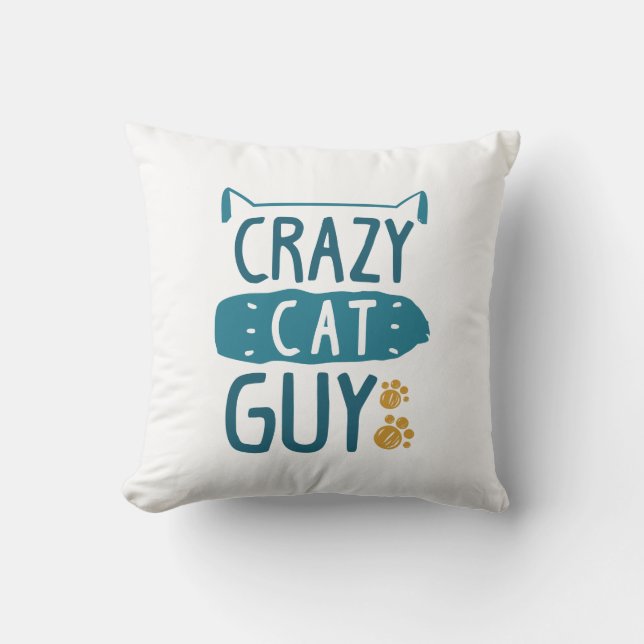 Crazy Cat Guy Cushion (Front)