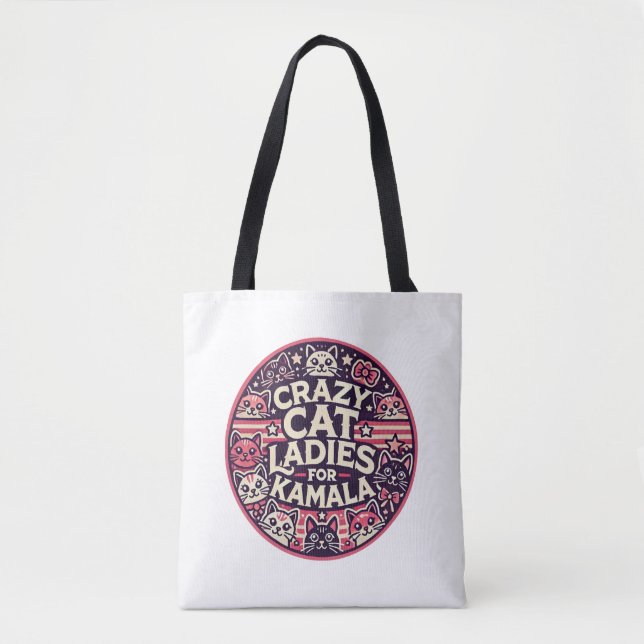 Crazy cat ladies for Kamala! Tote Bag (Front)