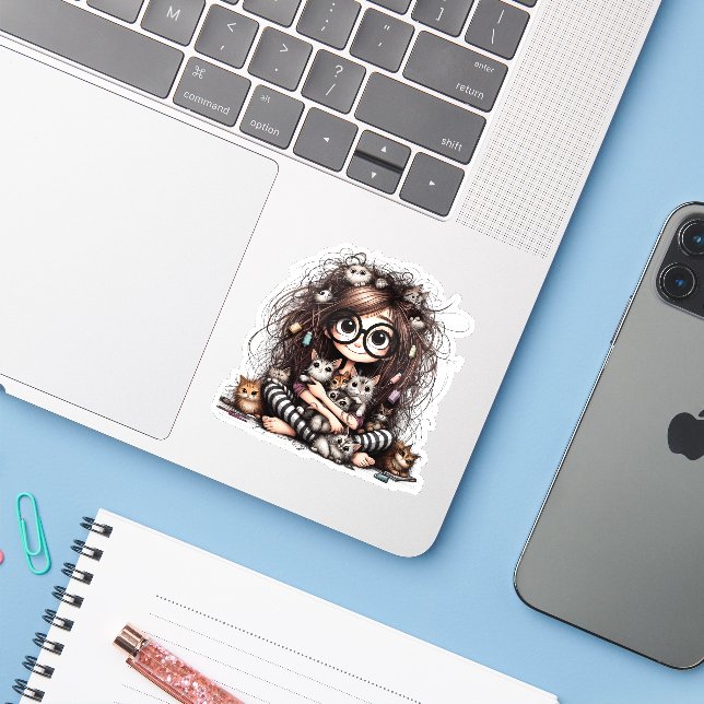 Crazy Cat Lady (Laptop w/ iPhone)