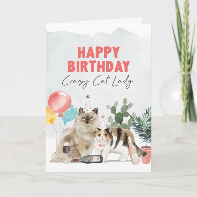 Crazy Cat Lady Birthday Card (Front)