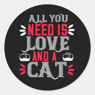 Crazy Cat Lady Black Kitty Cute Kitten Cat Classic Round Sticker