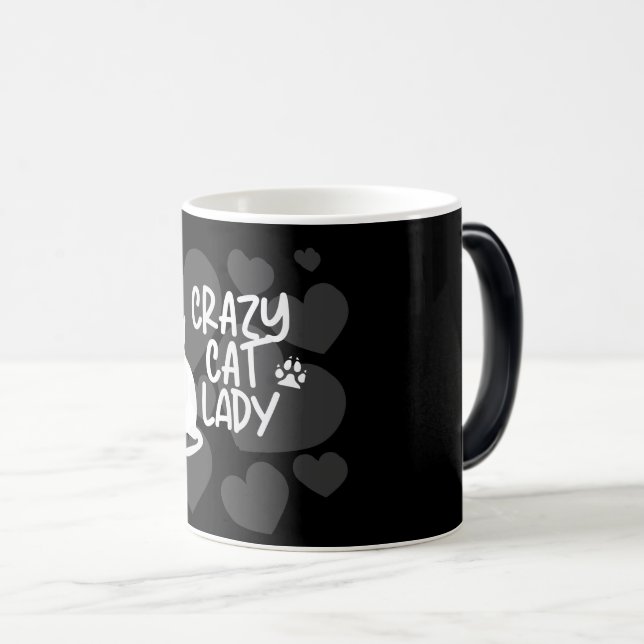 Crazy Cat Lady Black T-Shirt Magic Mug (Front Right)