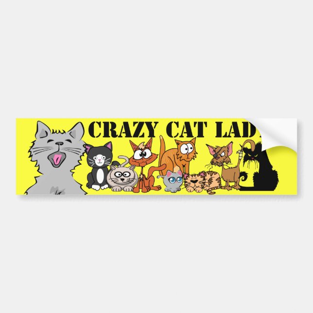 Crazy Cat Lady Bumper Sticker (Front)