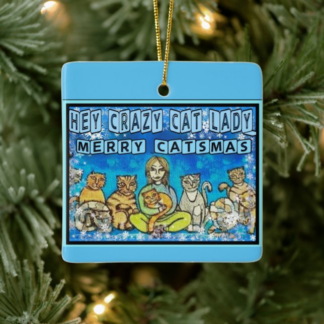 Crazy Cat Lady Ceramic Ornament (Tree)