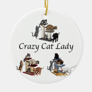 Crazy Cat Lady Ceramic Tree Decoration