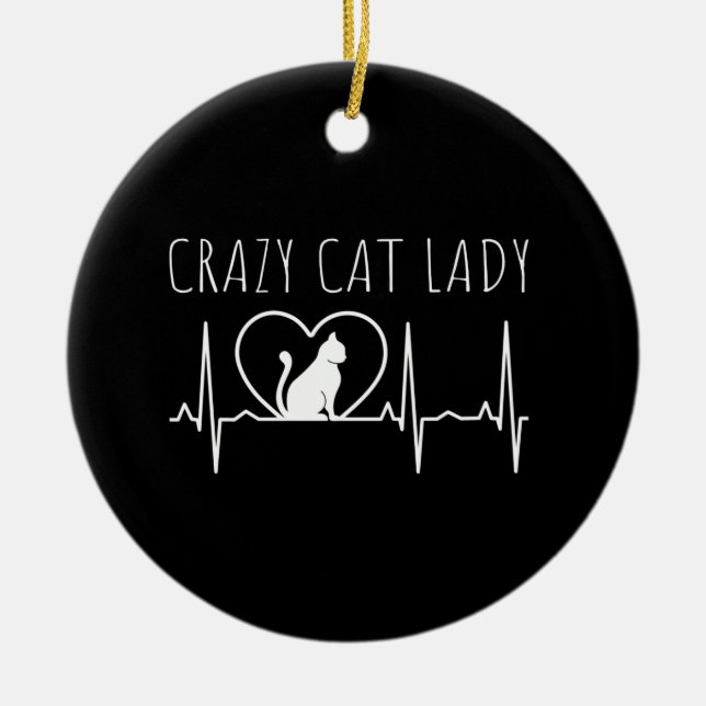 Crazy Cat Lady Ceramic Tree Decoration (Front)