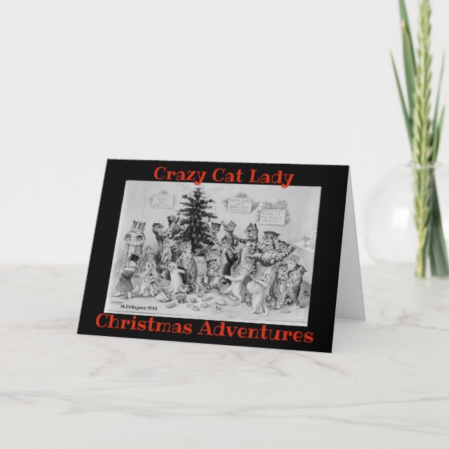 Crazy Cat Lady Christmas Adventures Christmas Card (Front)