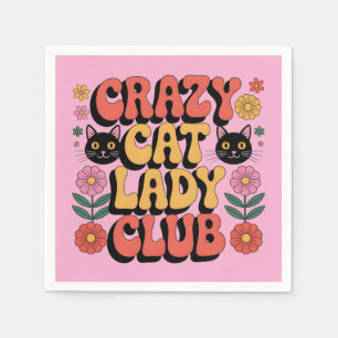 Crazy Cat Lady Club Graphic: Retro 70s Typography Napkin