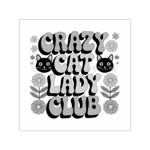 Crazy Cat Lady Club Graphic: Retro 70s Typography Self-inking Stamp