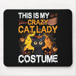 Crazy Cat Lady Costume Black Cat Funny Halloween D Mouse Pad