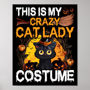 Crazy Cat Lady Costume Black Cat Funny Halloween D Poster