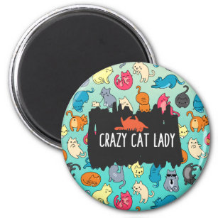 Crazy Cat Lady Cute and Playful Cat Pattern Magnet