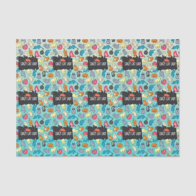 Crazy Cat Lady Cute and Playful Cat Pattern Tissue Paper (Front)