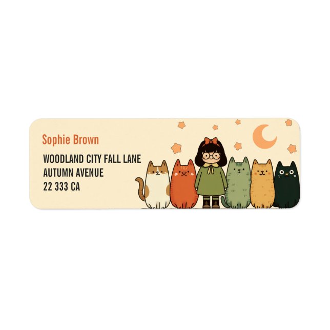 Crazy Cat Lady Cute Felines Return Address  (Front)