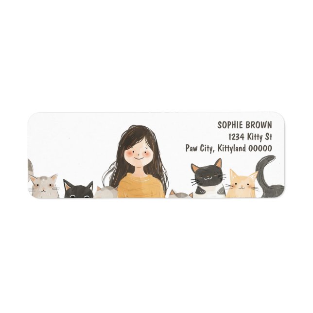 Crazy Cat Lady Cute Kittens Return Address (Front)