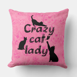 Crazy Cat Lady cute little kitties Pattern In Pink Cushion