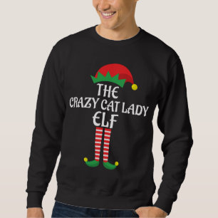 Crazy Cat Lady Elf Christmas Theme Family Matching Sweatshirt