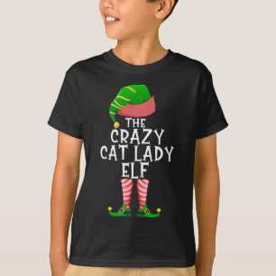 Crazy Cat Lady Elf Matching Family Christmas Pajam T-Shirt