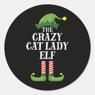 Crazy Cat Lady Elf Matching Family Group Christmas Classic Round Sticker
