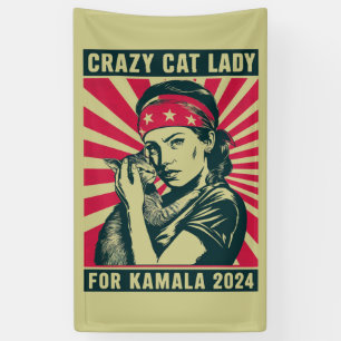 Crazy Cat Lady For Kamala 2024 Banner