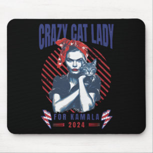 Crazy Cat Lady For Kamala 2024 Mouse Pad
