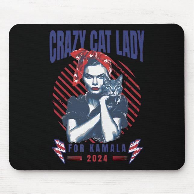 Crazy Cat Lady For Kamala 2024  Mouse Pad (Front)