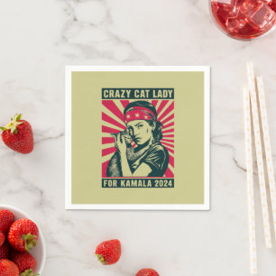 Crazy Cat Lady For Kamala 2024  Napkin