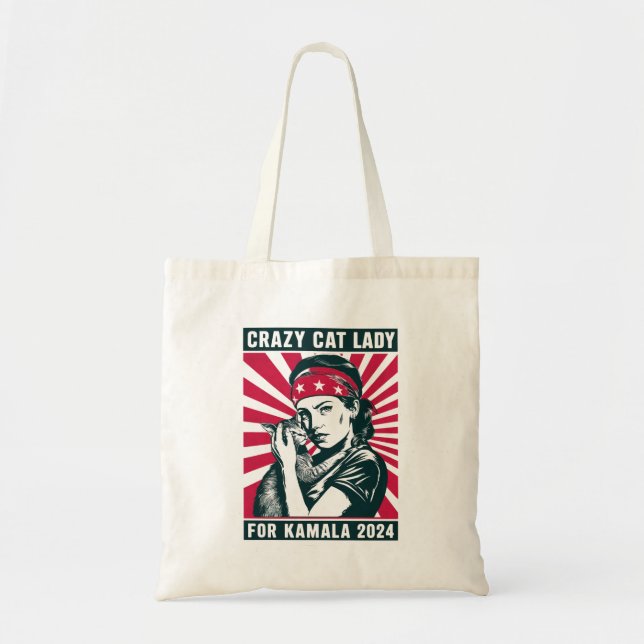 Crazy Cat Lady For Kamala 2024  Tote Bag (Front)
