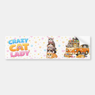 Crazy Cat Lady Funny Bumper Sticker 
