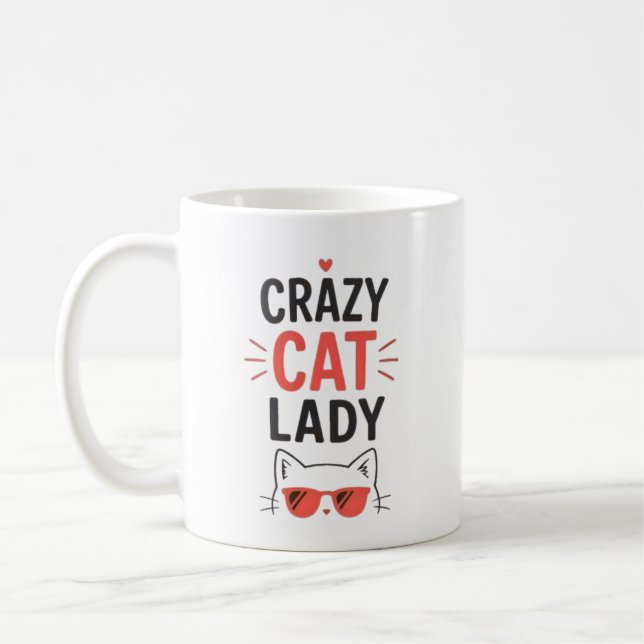 Crazy Cat Lady Funny Cute Cat Lover Design  Coffee Mug (Left)