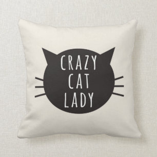 Crazy Cat Lady Funny Pillow Ivory