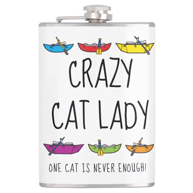 Crazy Cat Lady Funny Rafter Hip Flask (Front)