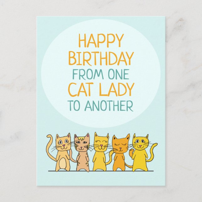 Crazy Cat Lady Happy Birthday Postcard (Front)