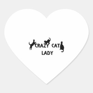 Crazy Cat Lady             Heart Sticker