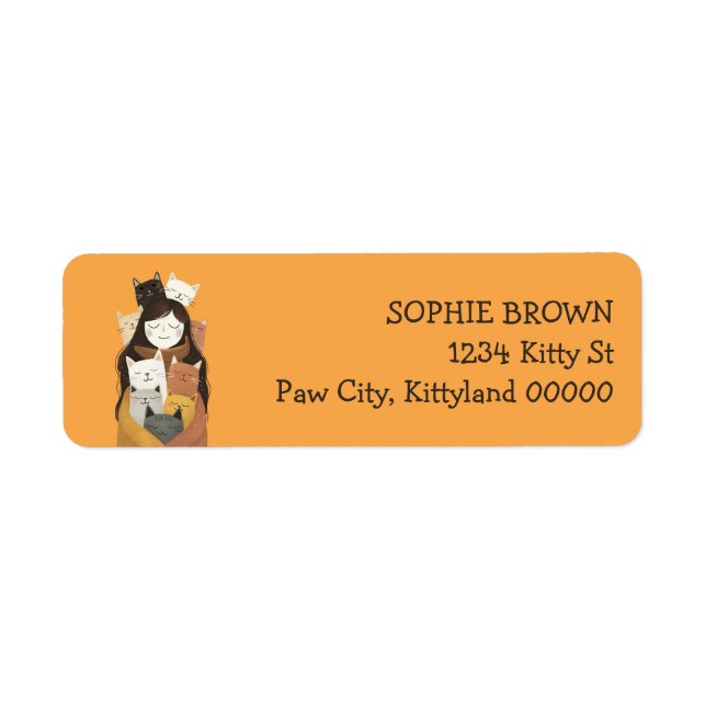 Crazy Cat Lady Illustration Cute Return Address (Front)