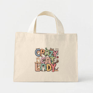 Crazy cat lady mini tote bag