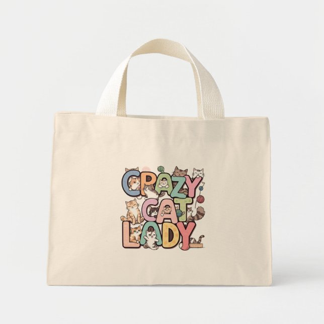 Crazy cat lady mini tote bag (Front)