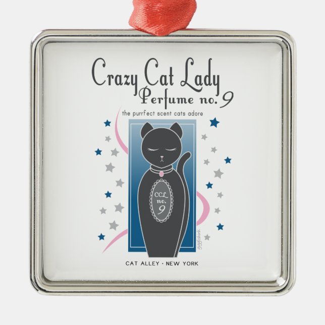 Crazy Cat Lady Perfume No. 9 Metal Tree Decoration (Front)