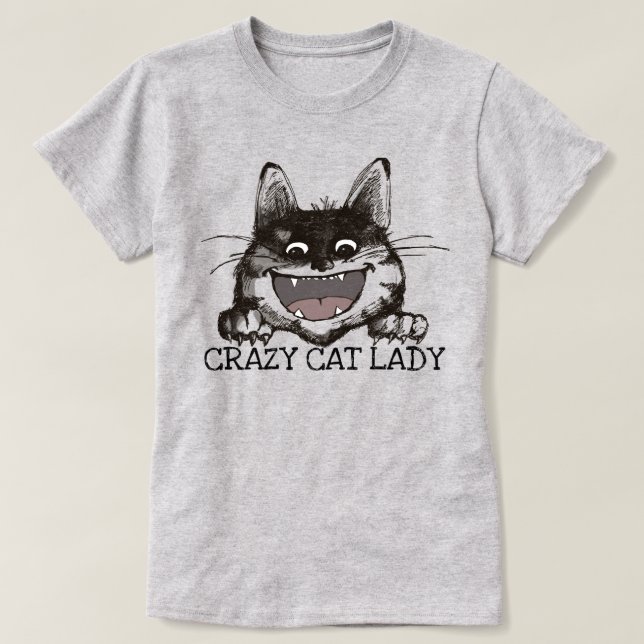 Crazy Cat Lady Personalise T-Shirt (Design Front)