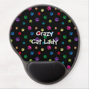 Crazy Cat Lady Rainbow Painted Paws Gel Mouse Pad