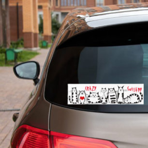Crazy Cat Lady Red Heart Cat Sticker