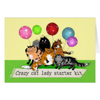 Crazy cat lady starter kit. cats, balloons. humour